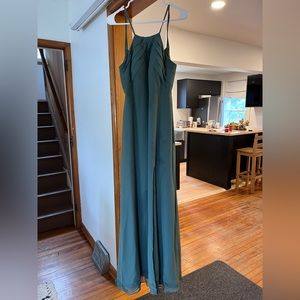 Azazie Cecile Eucalyptus bridesmaid dress